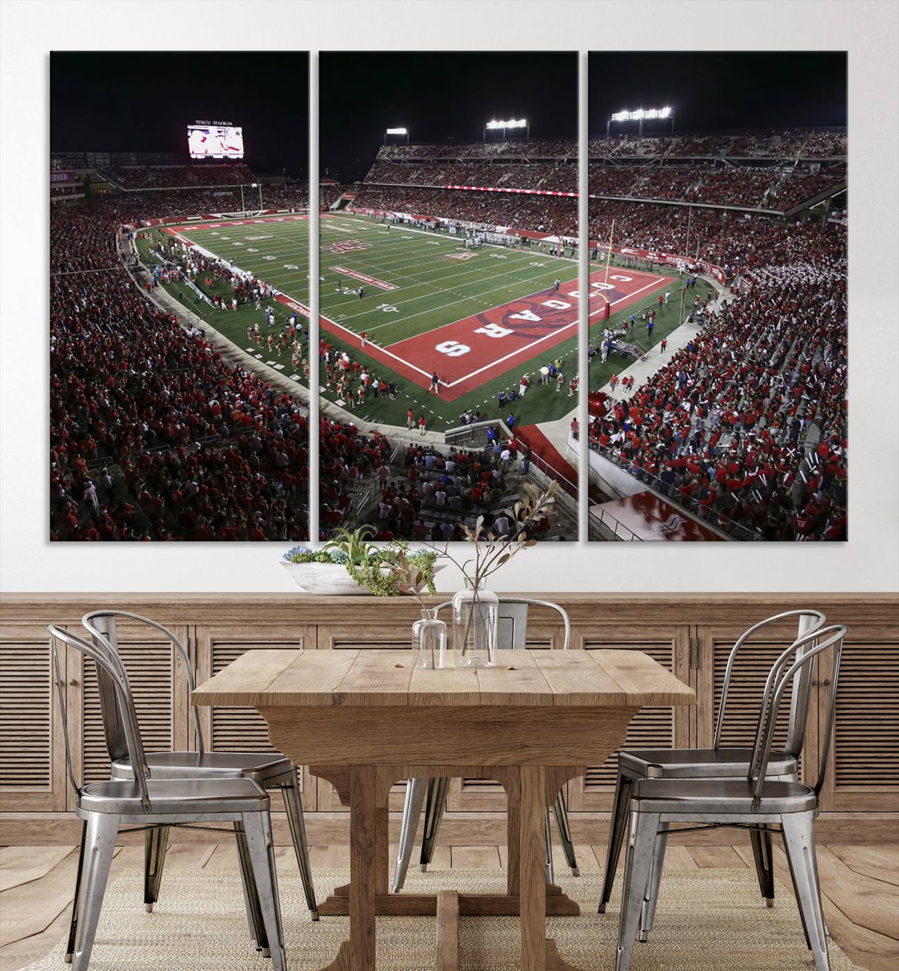 94207-MGV-CV-36X24-Houston Cougars Football Team Print - Houston TDECU Stadium Wall Art Canvas Print
