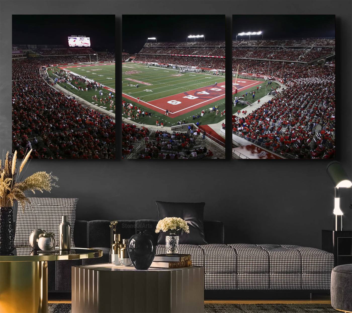 94207-MGV-CV-60X30-3P-Houston Cougars Football Team Print - Houston TDECU Stadium Wall Art Canvas Print