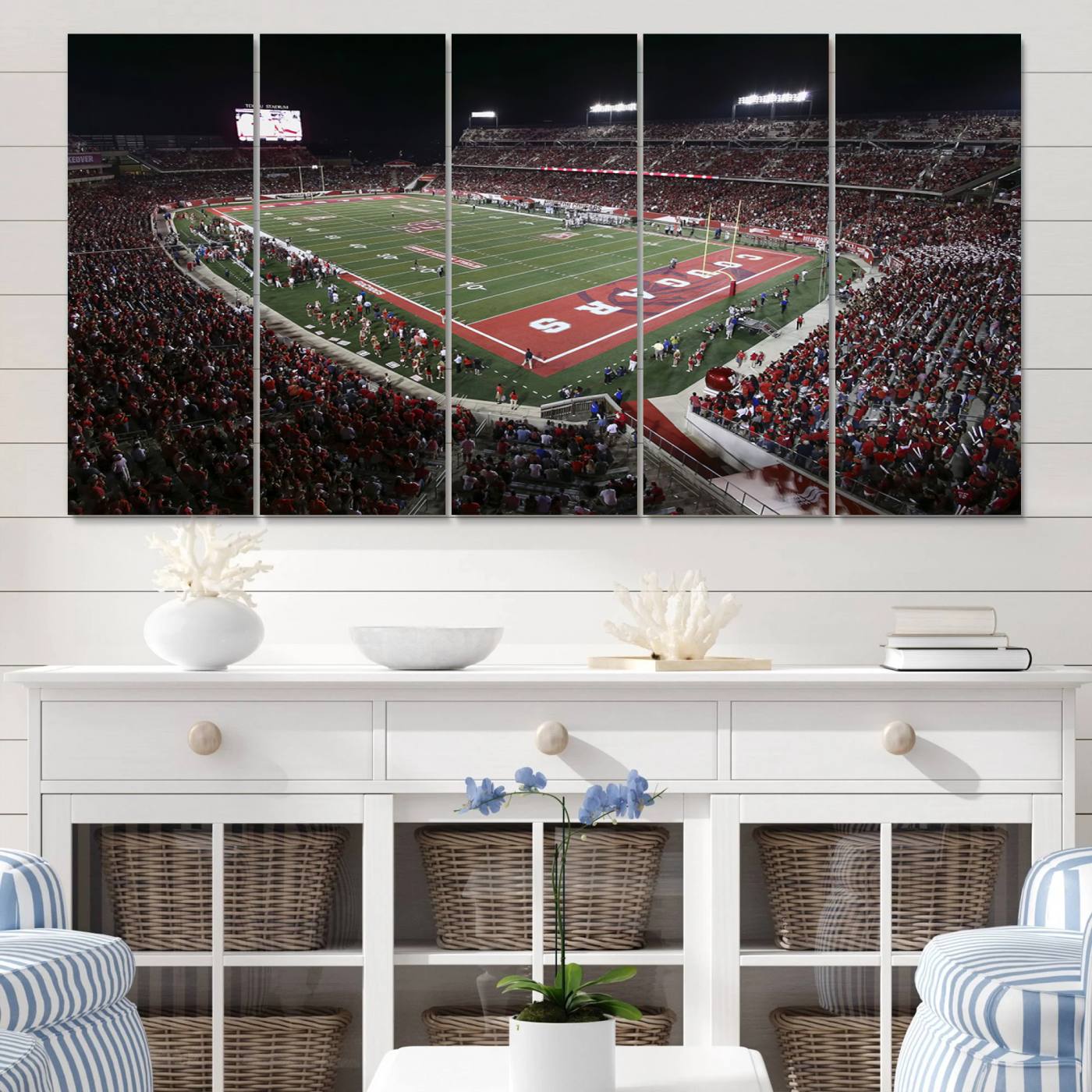 94207-MGV-CV-60X31-5P-Houston Cougars Football Team Print - Houston TDECU Stadium Wall Art Canvas Print