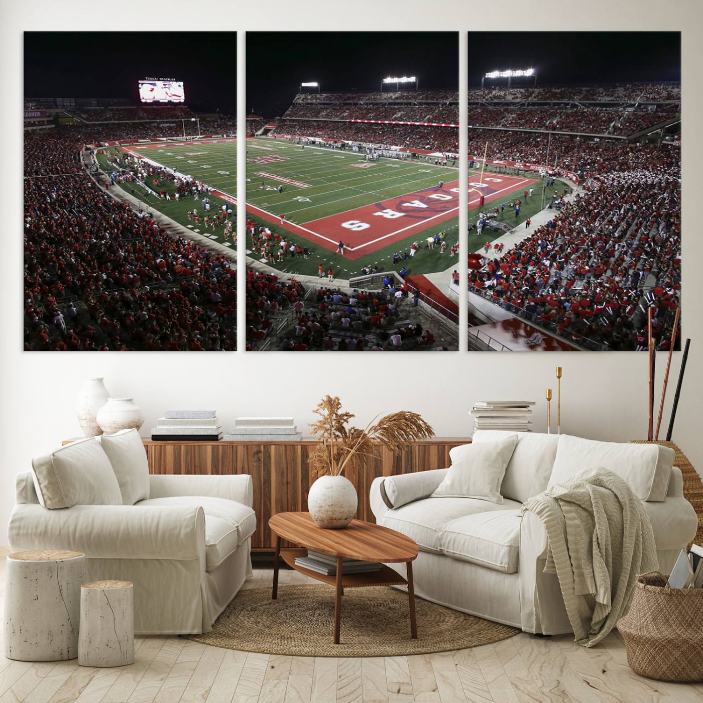 94207-MGV-CV-36X24-Houston Cougars Football Team Print - Houston TDECU Stadium Wall Art Canvas Print