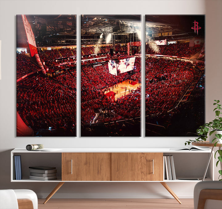 Houston Rockets Basketball Team Print Canvas- Houston Toyota Center Stadium Wall Art Canvas Print