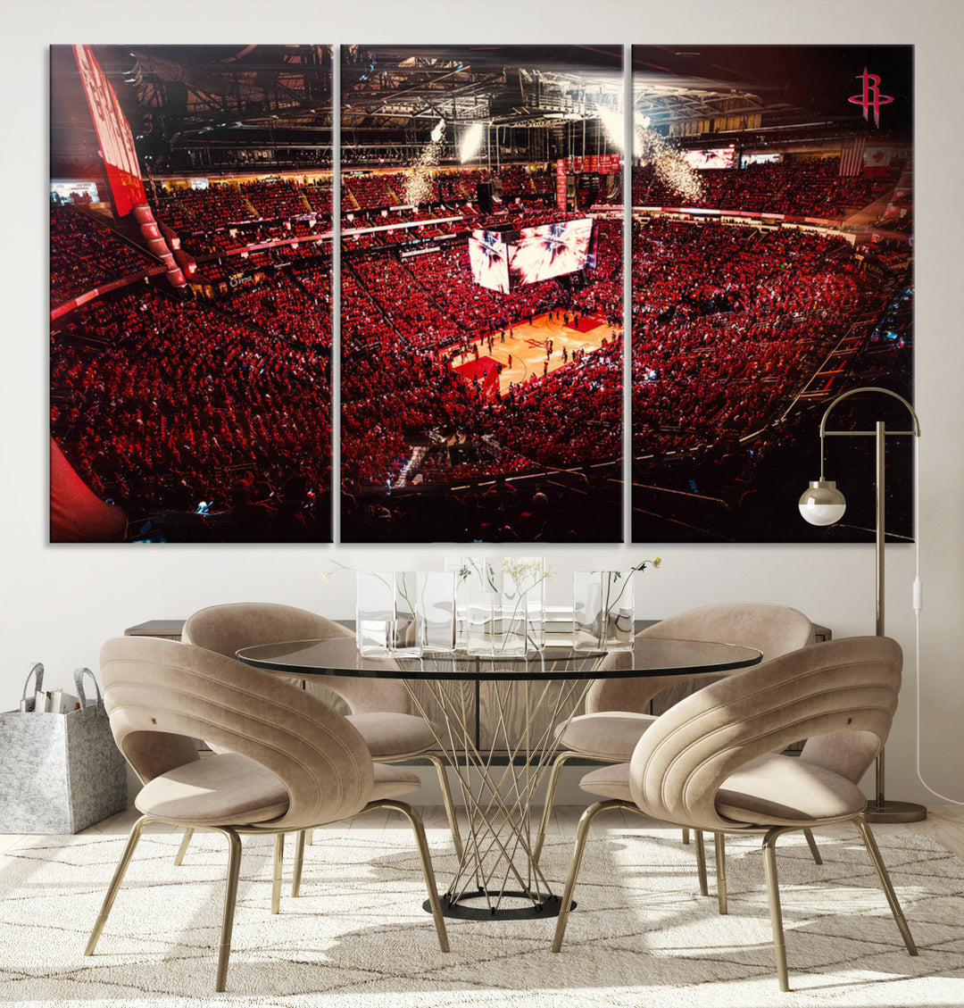Houston Rockets Basketball Team Print Canvas- Houston Toyota Center Stadium Wall Art Canvas Print
