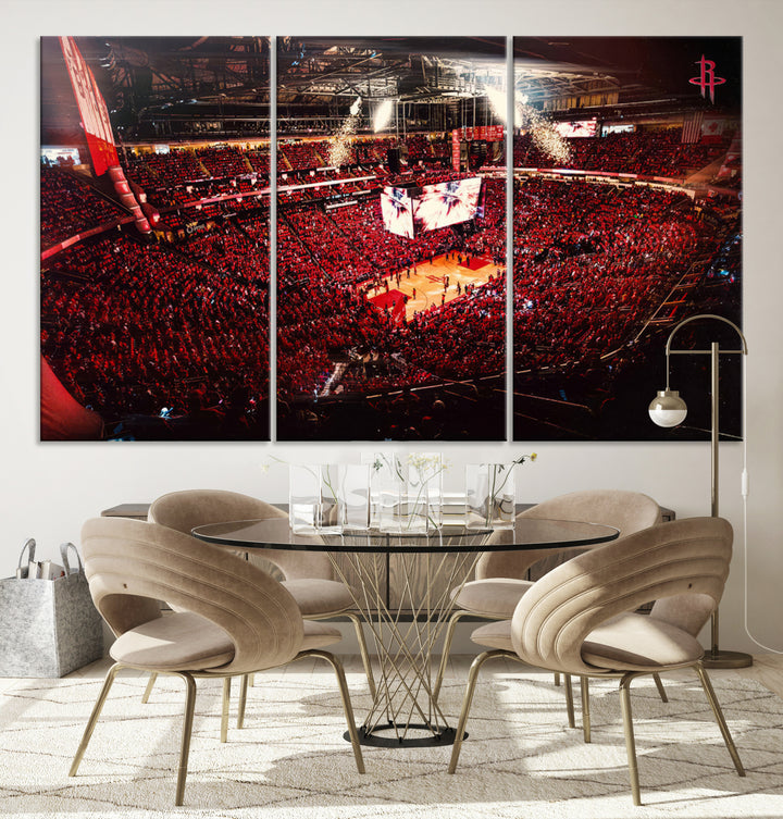 Houston Rockets Basketball Team Print Canvas- Houston Toyota Center Stadium Wall Art Canvas Print