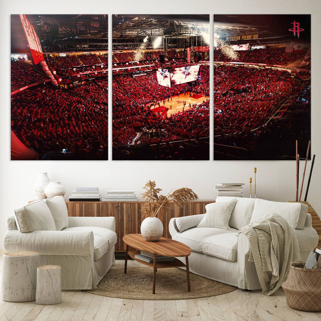 Houston Rockets Basketball Team Print Canvas- Houston Toyota Center Stadium Wall Art Canvas Print
