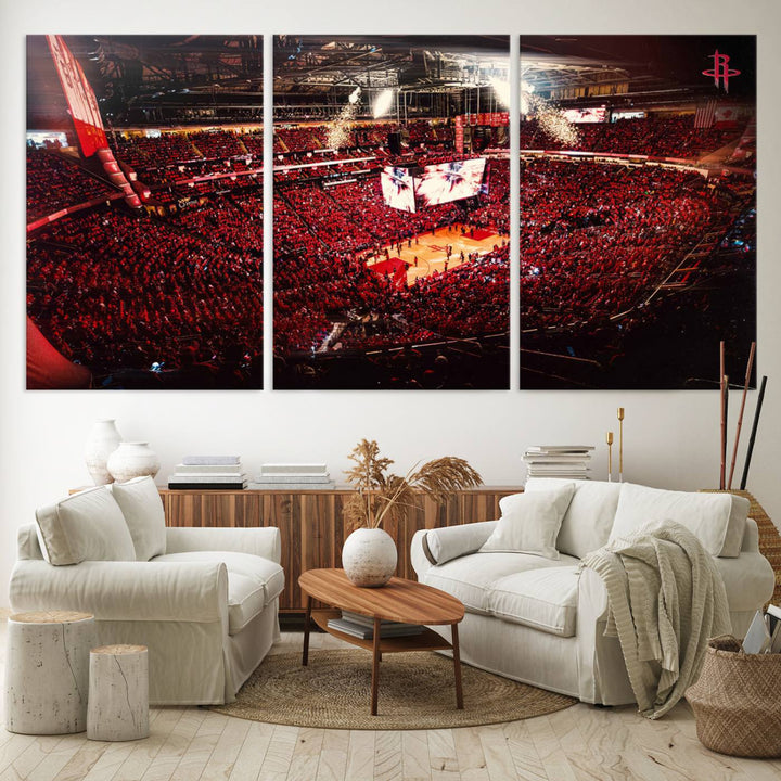 Houston Rockets Basketball Team Print Canvas- Houston Toyota Center Stadium Wall Art Canvas Print