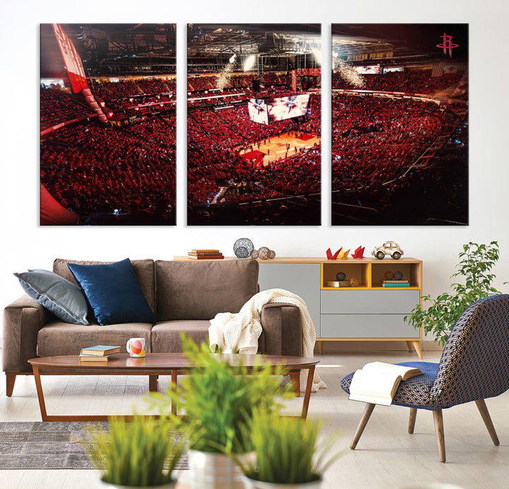 Houston Rockets Basketball Team Print Canvas- Houston Toyota Center Stadium Wall Art Canvas Print