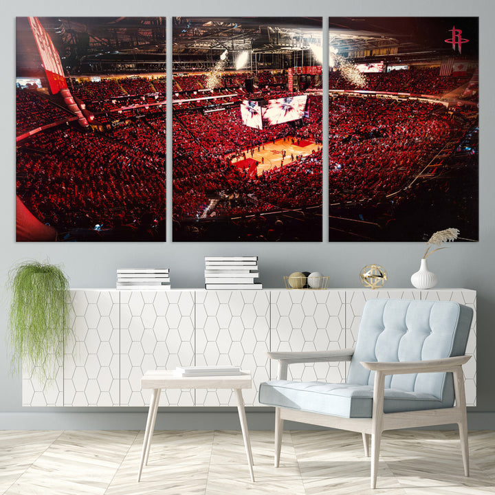 Houston Rockets Basketball Team Print Canvas- Houston Toyota Center Stadium Wall Art Canvas Print