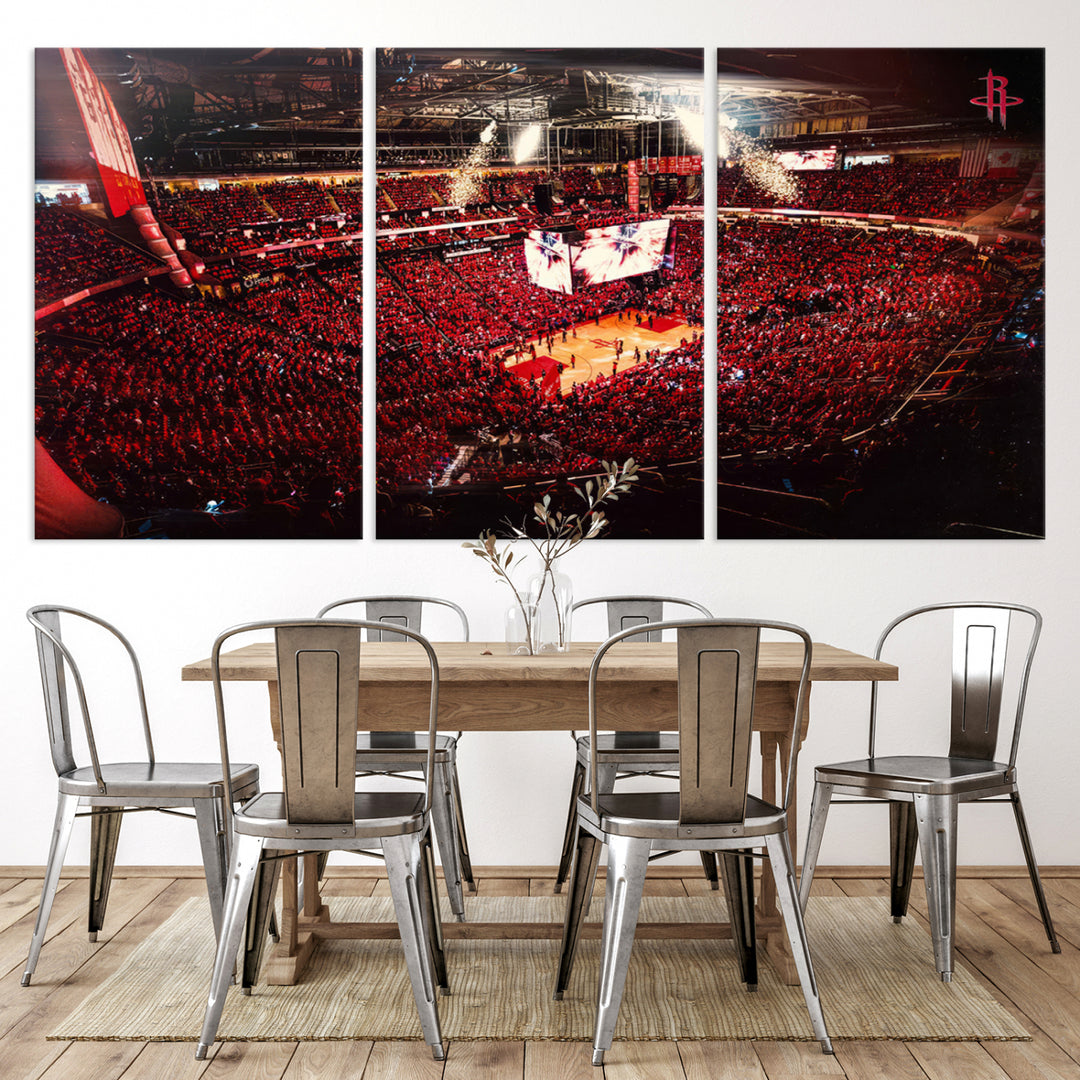 Houston Rockets Basketball Team Print Canvas- Houston Toyota Center Stadium Wall Art Canvas Print