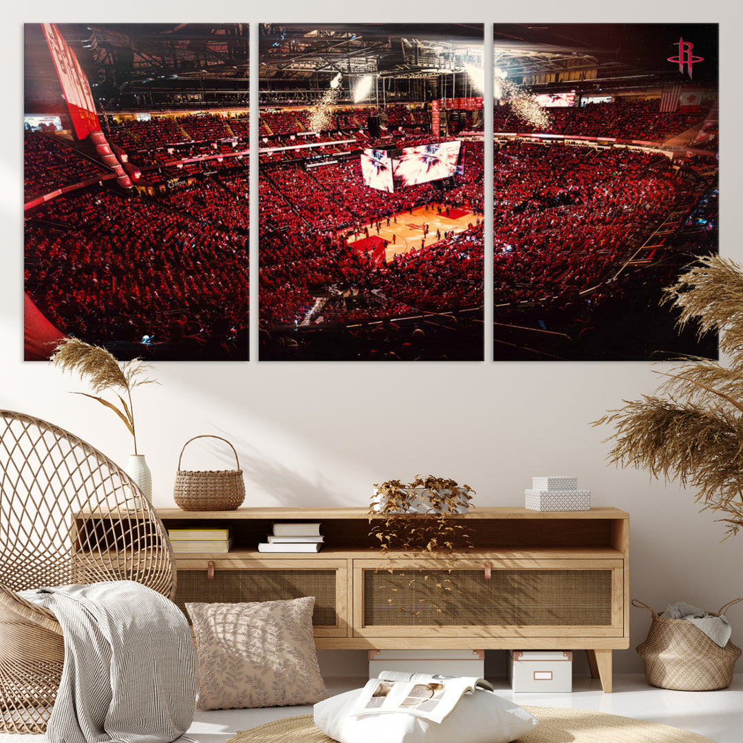 91527-MGV-CV-36X24-Houston Rockets Basketball Team Print Canvas- Houston Toyota Center Stadium Wall Art Canvas Print