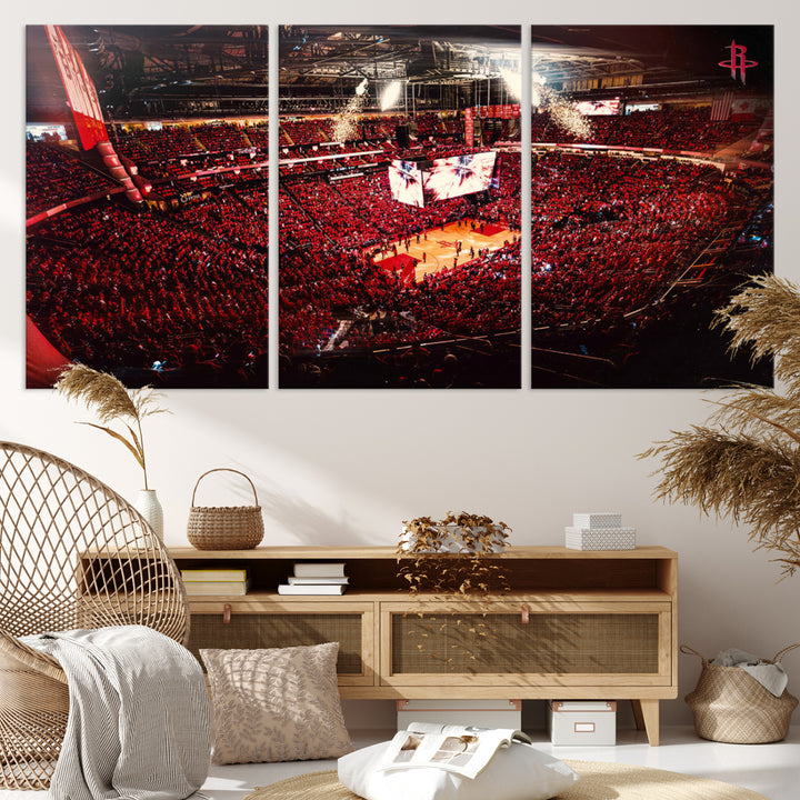 91527-MGV-CV-36X24-Houston Rockets Basketball Team Print Canvas- Houston Toyota Center Stadium Wall Art Canvas Print
