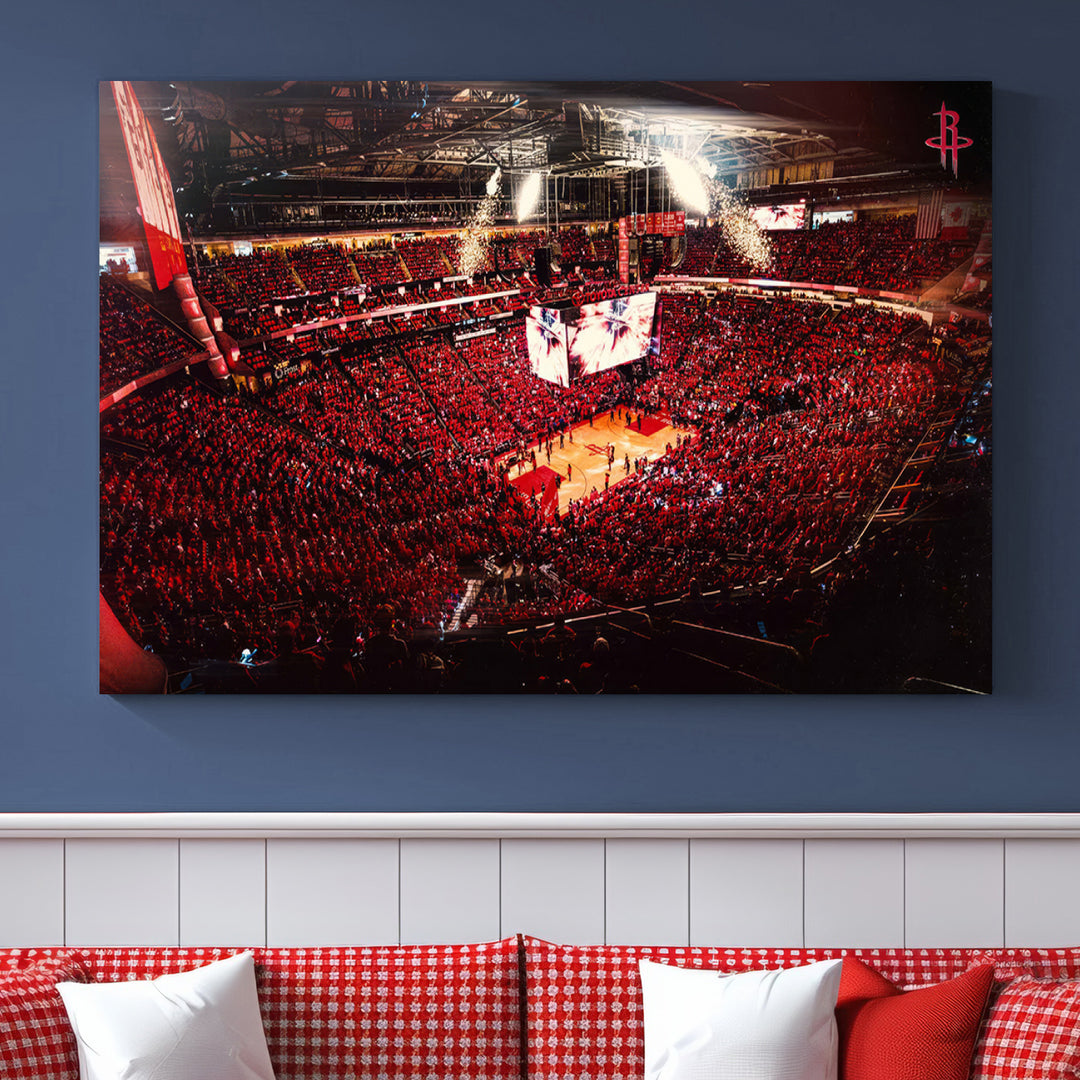 Houston Rockets Basketball Team Print Canvas- Houston Toyota Center Stadium Wall Art Canvas Print
