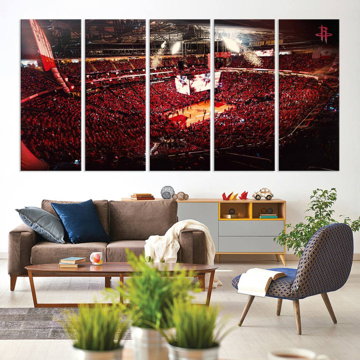 91527-MGV-CV-36X24-Houston Rockets Basketball Team Print Canvas- Houston Toyota Center Stadium Wall Art Canvas Print