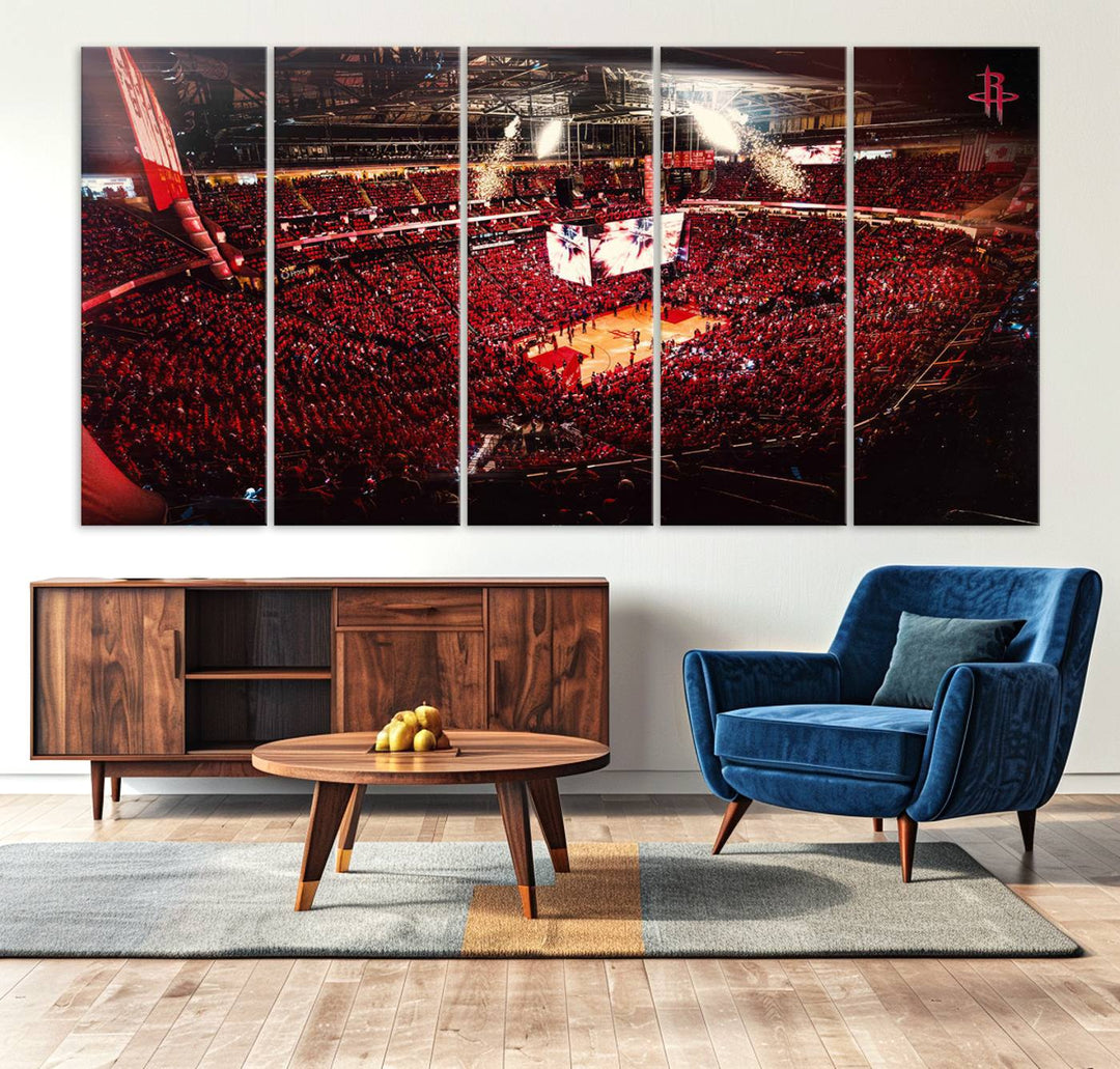 91527-MGV-CV-36X24-Houston Rockets Basketball Team Print Canvas- Houston Toyota Center Stadium Wall Art Canvas Print