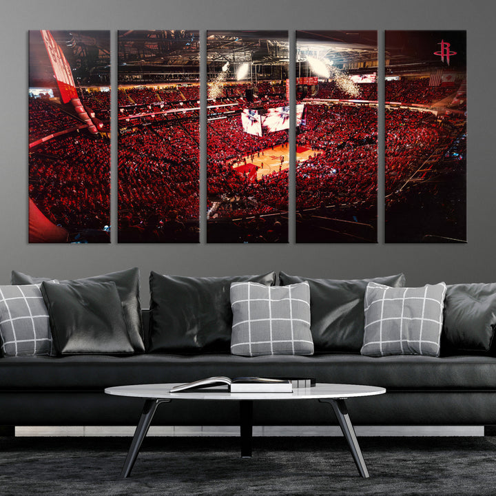 91527-MGV-CV-36X24-Houston Rockets Basketball Team Print Canvas- Houston Toyota Center Stadium Wall Art Canvas Print