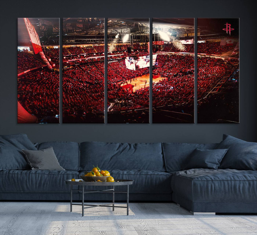 91527-MGV-CV-36X24-Houston Rockets Basketball Team Print Canvas- Houston Toyota Center Stadium Wall Art Canvas Print