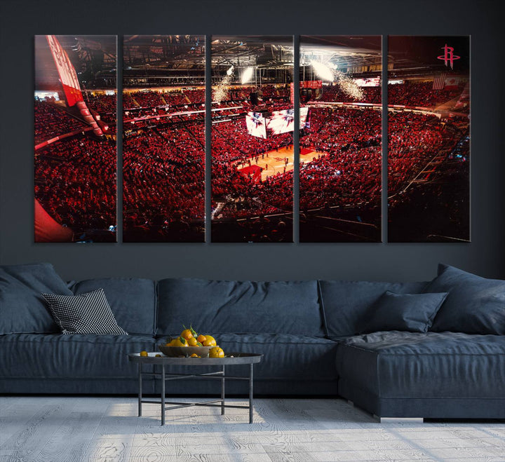 91527-MGV-CV-36X24-Houston Rockets Basketball Team Print Canvas- Houston Toyota Center Stadium Wall Art Canvas Print
