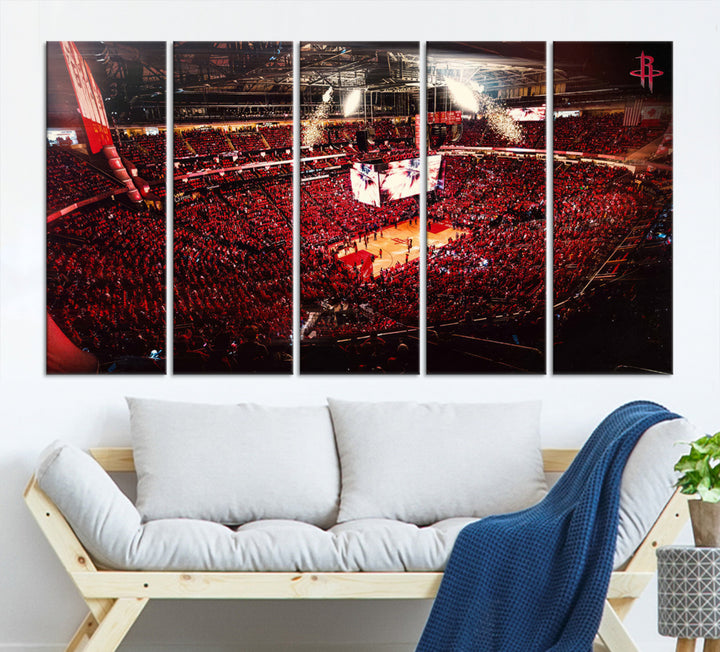 91527-MGV-CV-36X24-Houston Rockets Basketball Team Print Canvas- Houston Toyota Center Stadium Wall Art Canvas Print