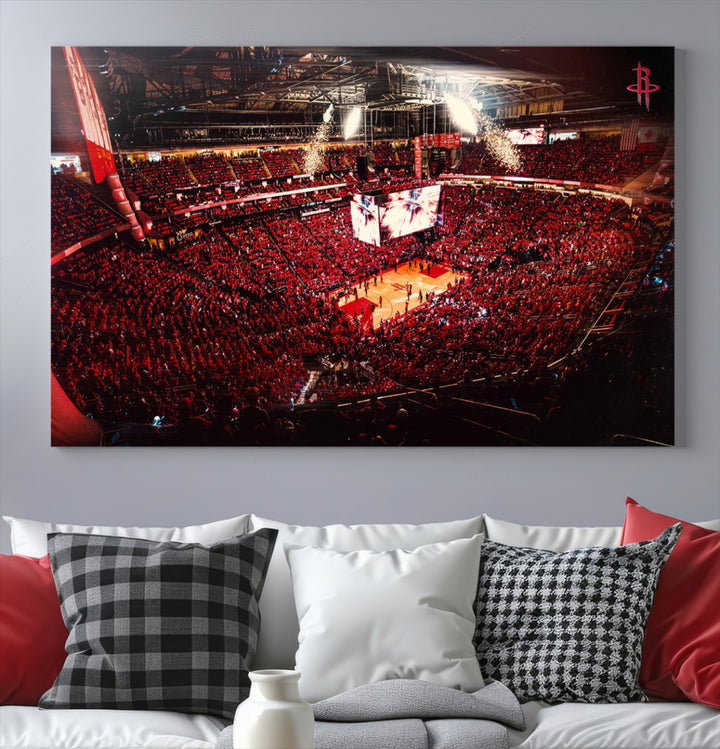 Houston Rockets Basketball Team Print Canvas- Houston Toyota Center Stadium Wall Art Canvas Print