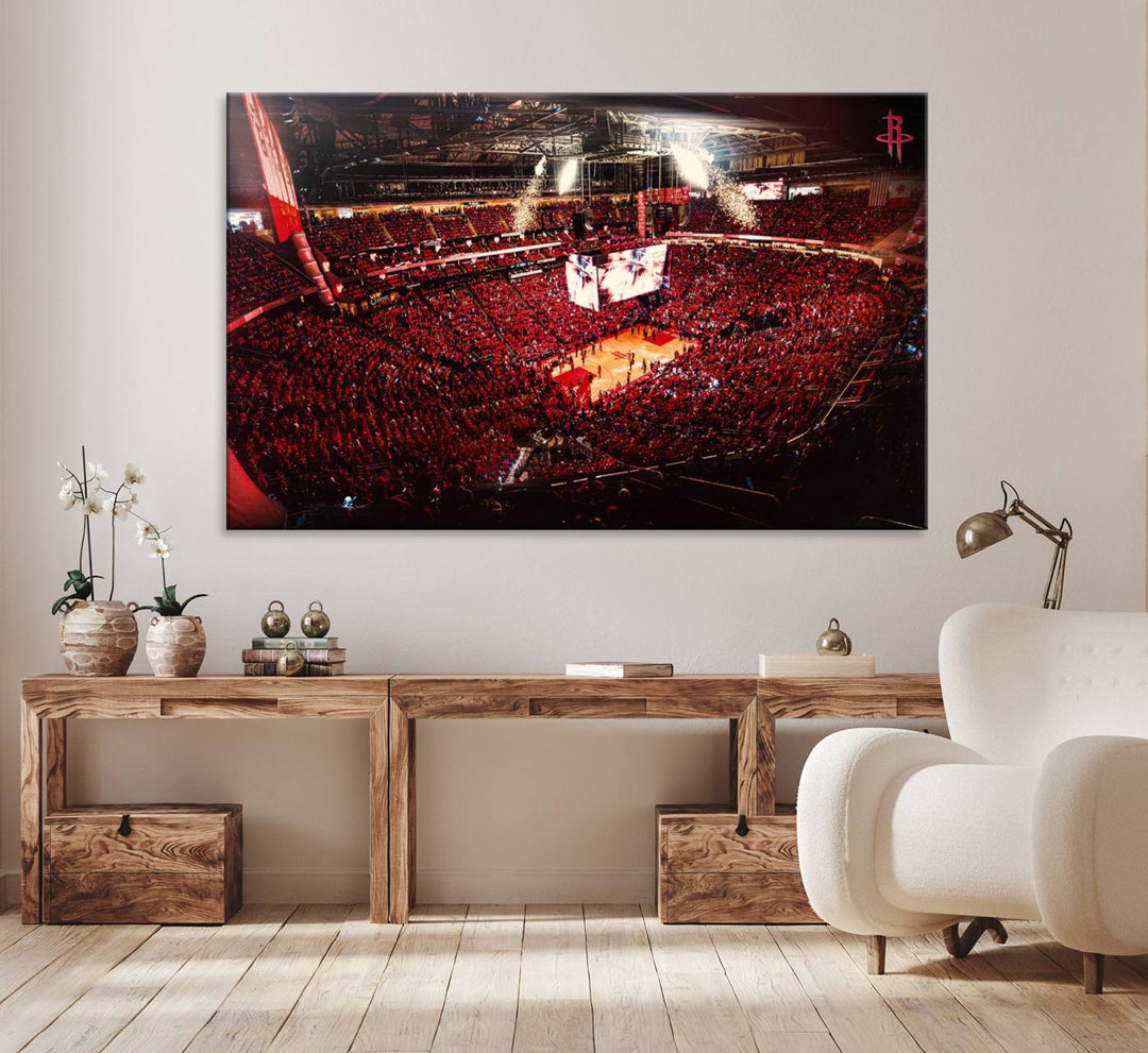 Houston Rockets Basketball Team Print Canvas- Houston Toyota Center Stadium Wall Art Canvas Print