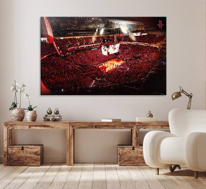 Houston Rockets Basketball Team Print Canvas- Houston Toyota Center Stadium Wall Art Canvas Print