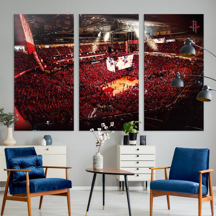 Houston Rockets Basketball Team Print Canvas- Houston Toyota Center Stadium Wall Art Canvas Print
