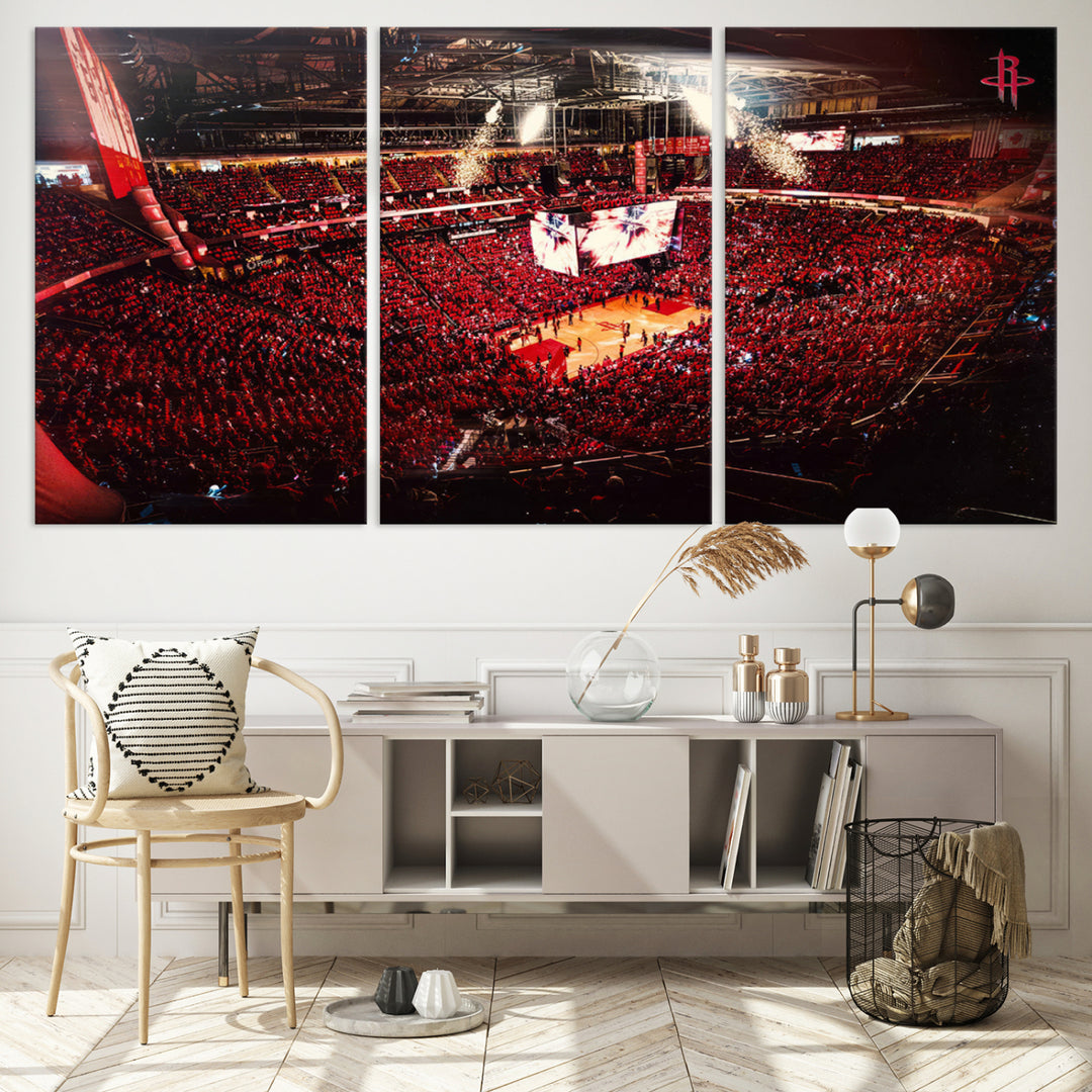 Houston Rockets Basketball Team Print Canvas- Houston Toyota Center Stadium Wall Art Canvas Print