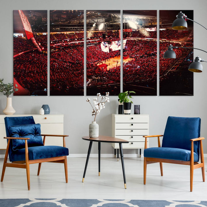 91527-MGV-CV-60X31-5P-Houston Rockets Basketball Team Print Canvas- Houston Toyota Center Stadium Wall Art Canvas Print