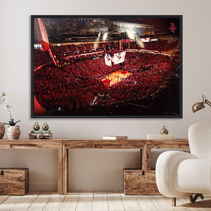 91527-MGV-FC-36X24_Black-Houston Rockets Basketball Team Print Canvas- Houston Toyota Center Stadium Wall Art Canvas Print