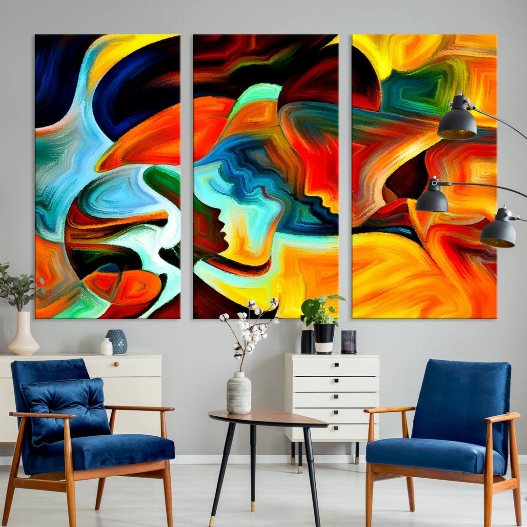 Human Love Figures Abstract Wall Art Canvas Print