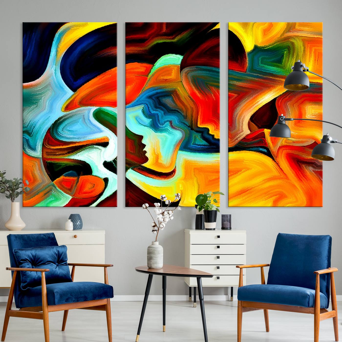 70242-MGV-CV-36X24-Human Love Figures Abstract Wall Art Canvas Print