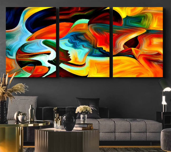Human Love Figures Abstract Wall Art Canvas Print