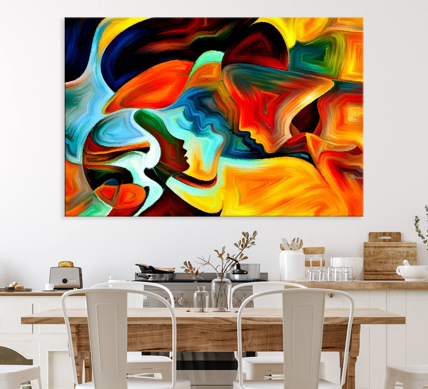 70242-MGV-CV-36X24-Human Love Figures Abstract Wall Art Canvas Print