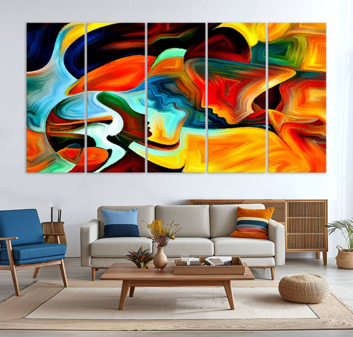 Human Love Figures Abstract Wall Art Canvas Print