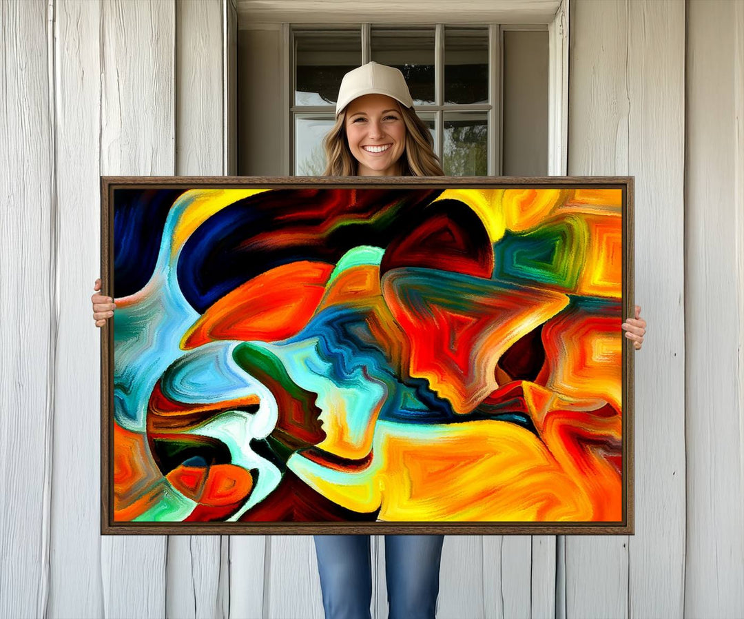 70242-MGV-CV-36X24-Human Love Figures Abstract Wall Art Canvas Print