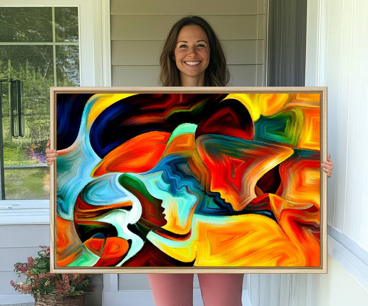 70242-MGV-CV-36X24-Human Love Figures Abstract Wall Art Canvas Print