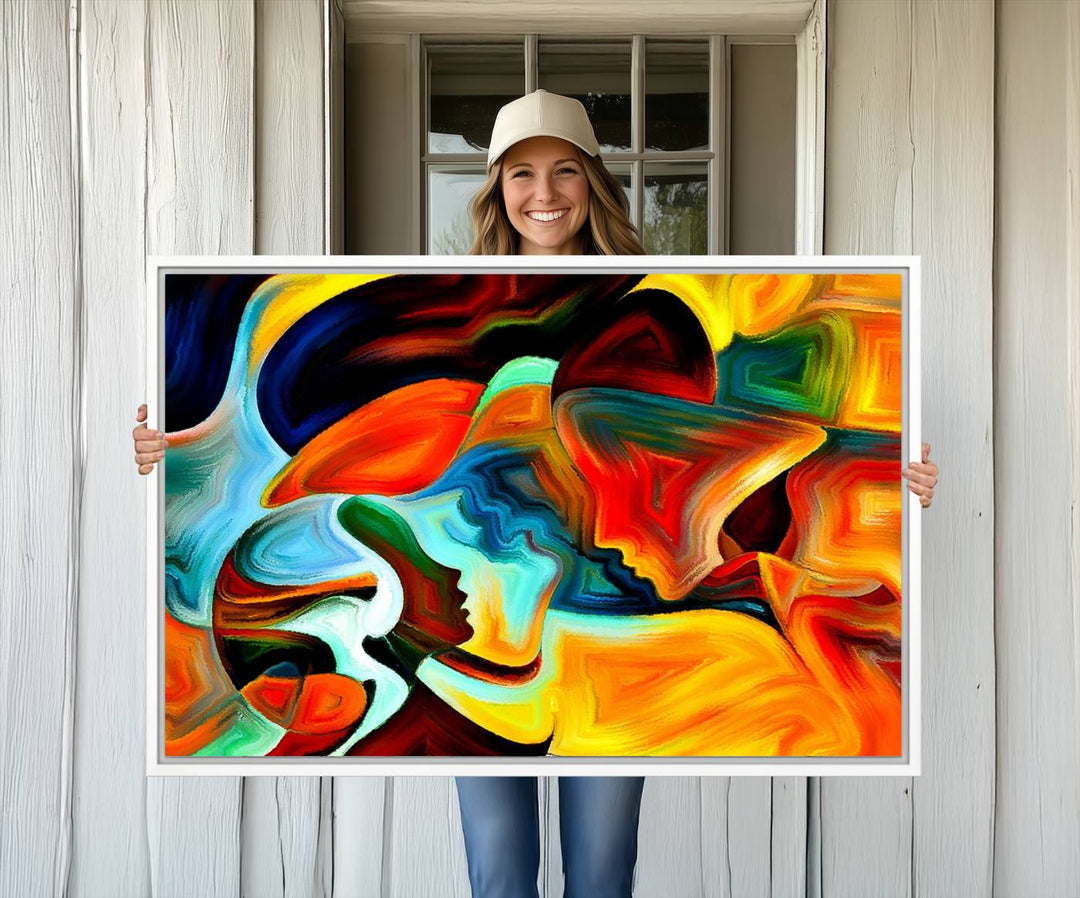 70242-MGV-CV-36X24-Human Love Figures Abstract Wall Art Canvas Print