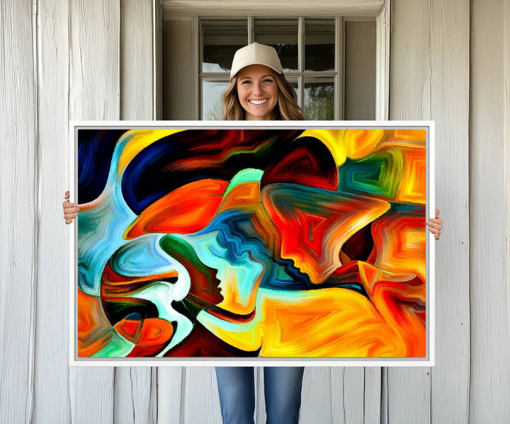 70242-MGV-CV-36X24-Human Love Figures Abstract Wall Art Canvas Print