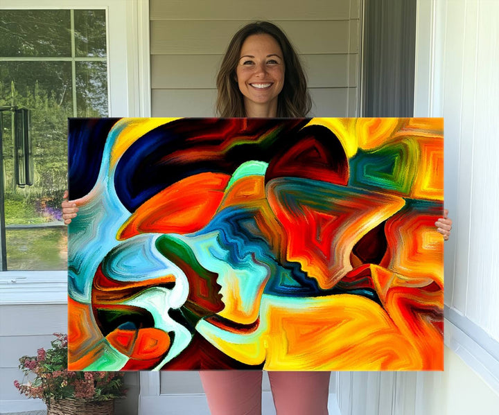 Human Love Figures Abstract Wall Art Canvas Print