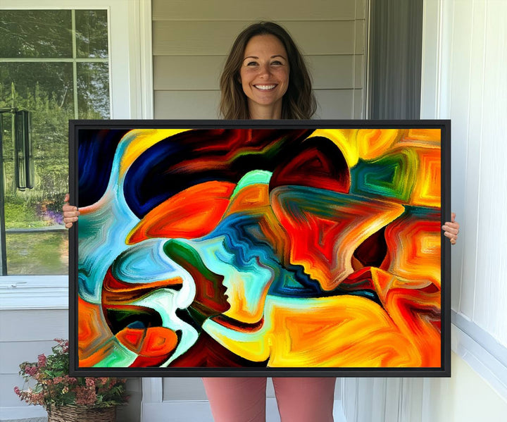 70242-MGV-CV-36X24-Human Love Figures Abstract Wall Art Canvas Print