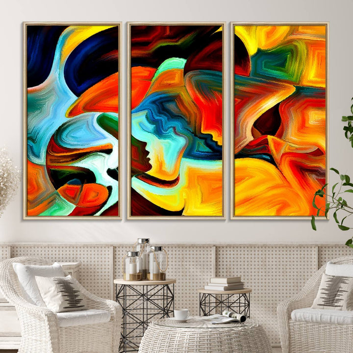 70242-MGV-CV-36X24-Human Love Figures Abstract Wall Art Canvas Print