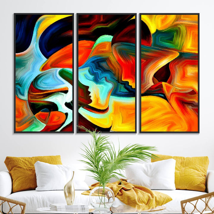 70242-MGV-FC-48X32-3P_Black-Human Love Figures Abstract Wall Art Canvas Print