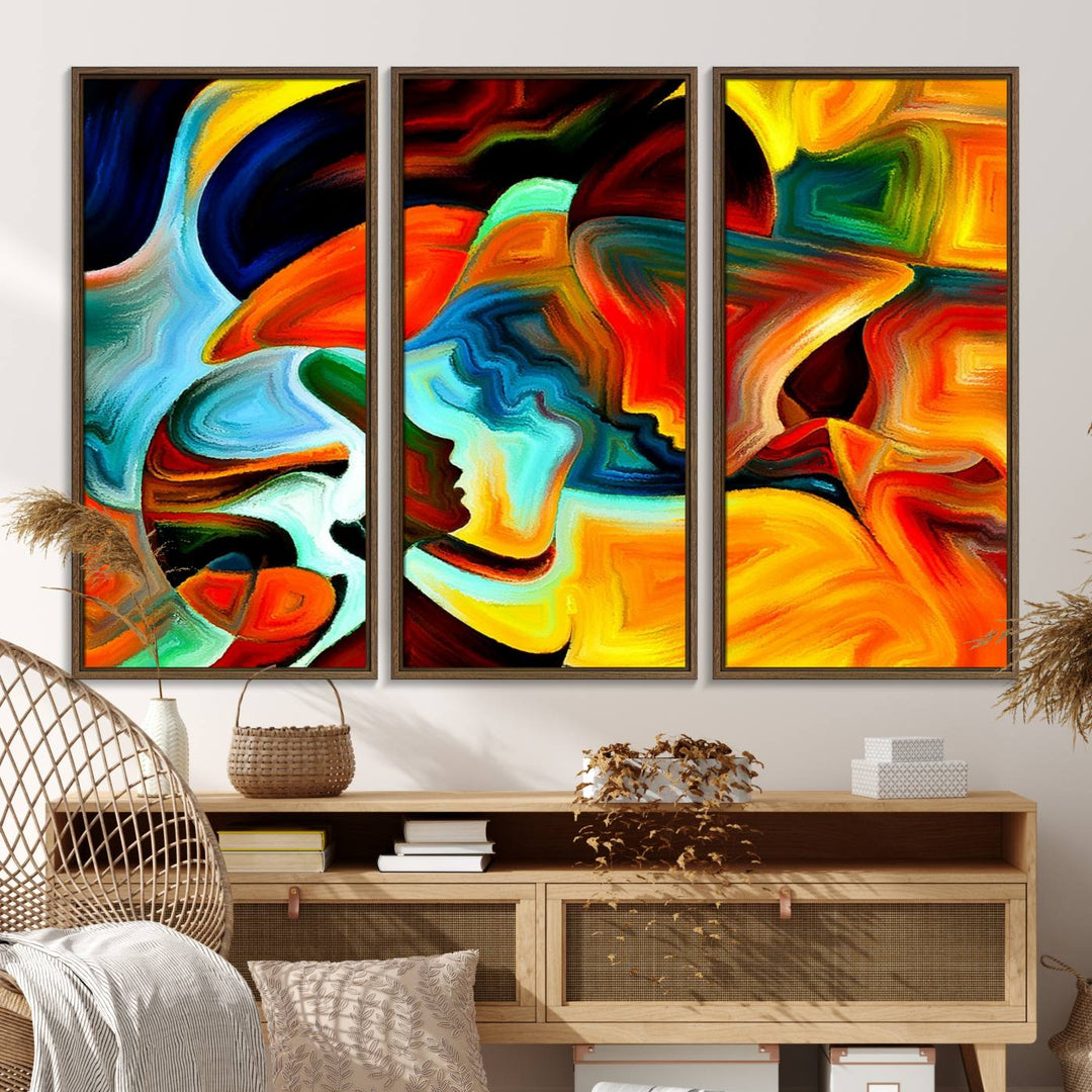 70242-MGV-FC-48X32-3P_Walnut-Human Love Figures Abstract Wall Art Canvas Print