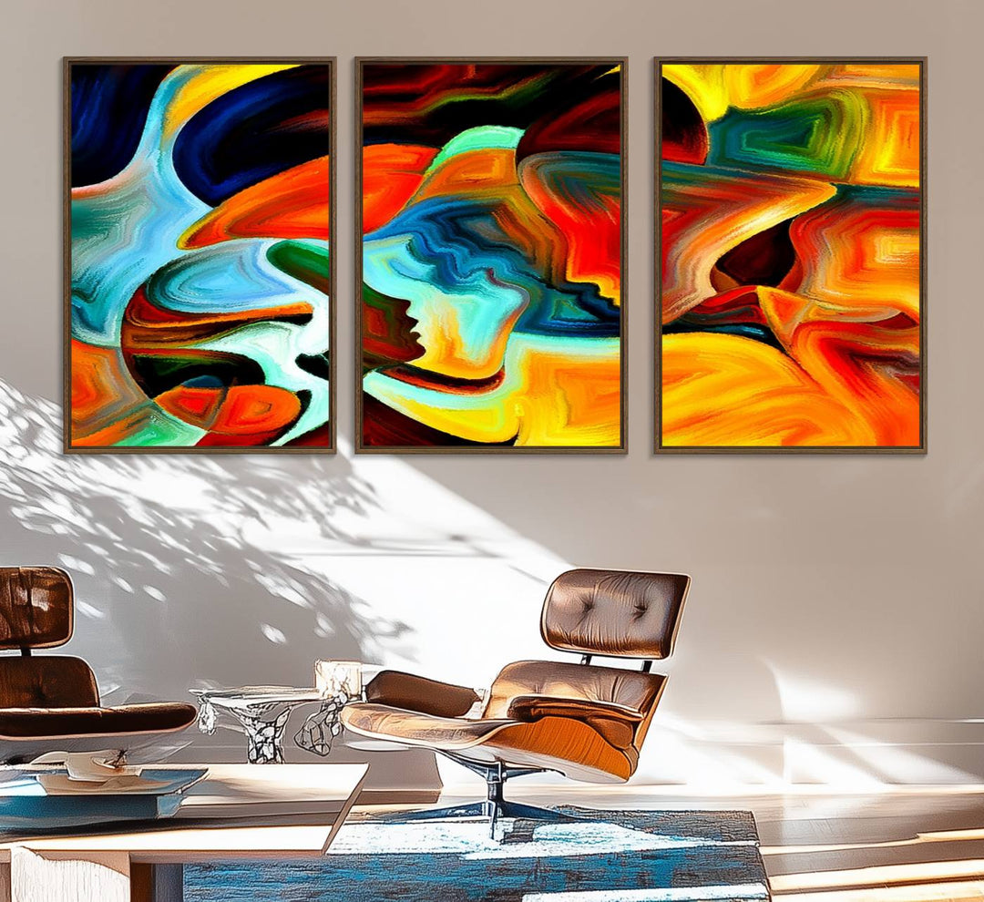 70242-MGV-FC-60X30-3P_Walnut-Human Love Figures Abstract Wall Art Canvas Print