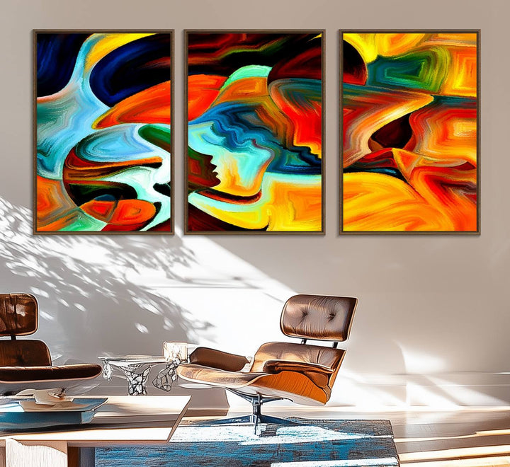 70242-MGV-FC-60X30-3P_Walnut-Human Love Figures Abstract Wall Art Canvas Print