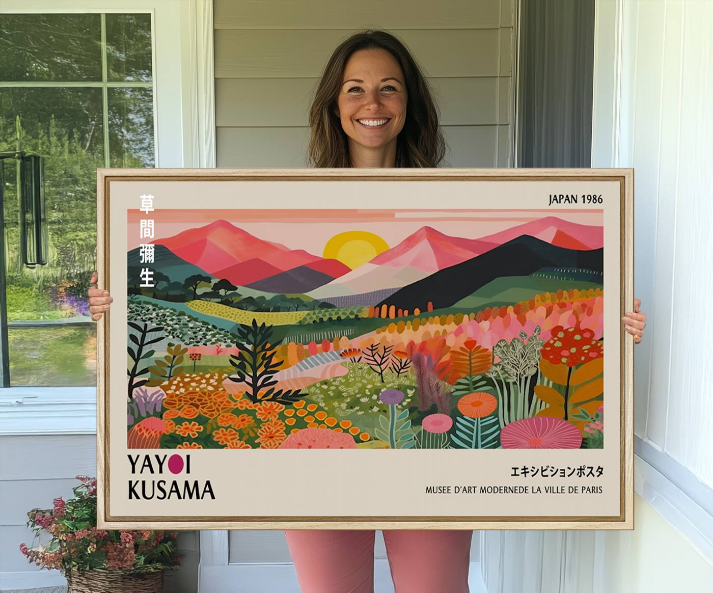 EDIT-30051-MGV-CV-36X24-Japan 1986 Wall Art Canvas Print, Framed Yayoi Kusama Artwork