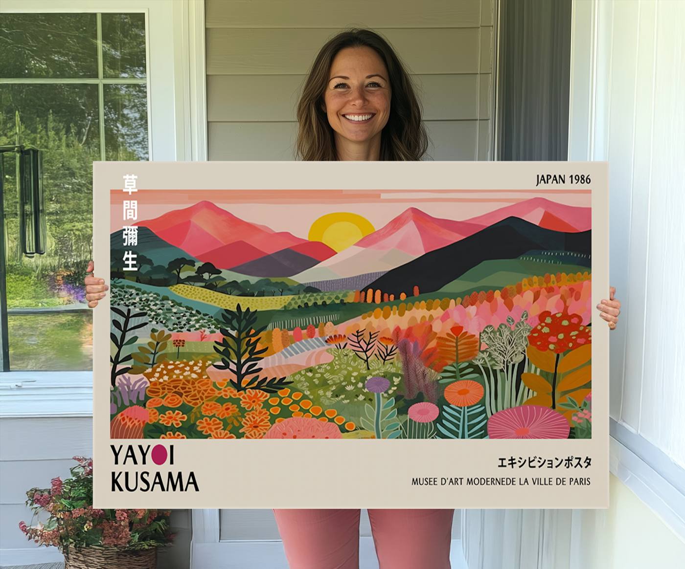 EDIT-30051-MGV-CV-36X24-Japan 1986 Wall Art Canvas Print, Framed Yayoi Kusama Artwork