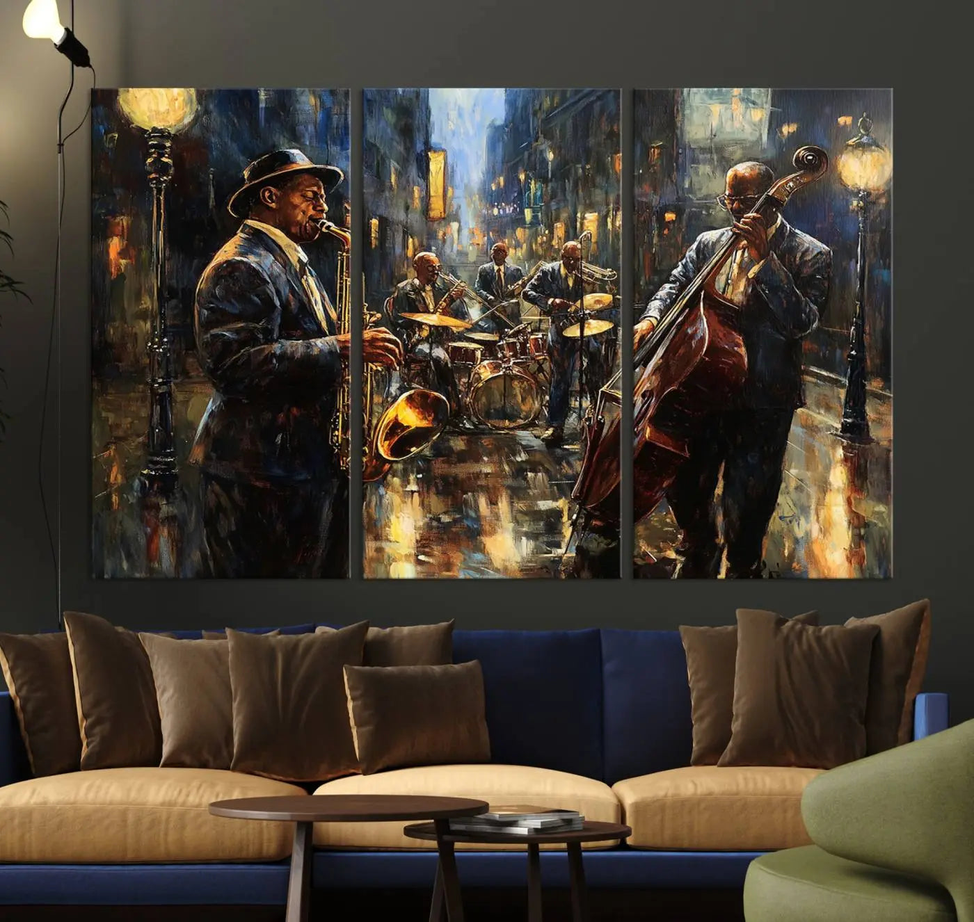 Jazz Canvas Wall Art Print - Abstract African American Music Art - Framed Posters for Living Room or Bedroom