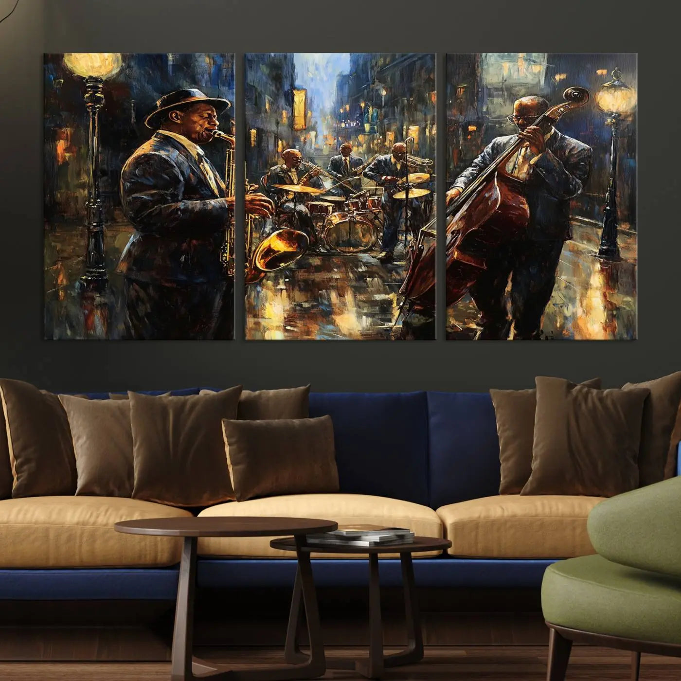 Jazz Canvas Wall Art Print - Abstract African American Music Art - Framed Posters for Living Room or Bedroom