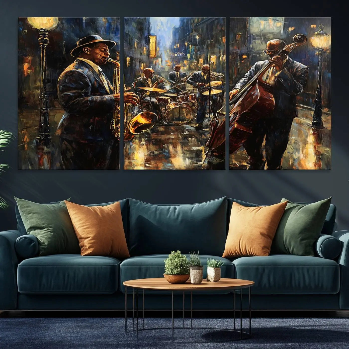 Jazz Canvas Wall Art Print - Abstract African American Music Art - Framed Posters for Living Room or Bedroom