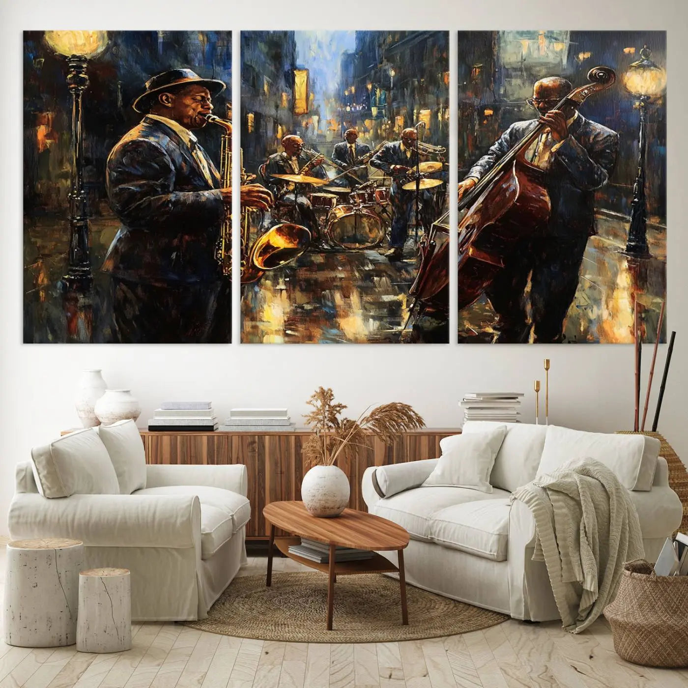 Jazz Canvas Wall Art Print - Abstract African American Music Art - Framed Posters for Living Room or Bedroom